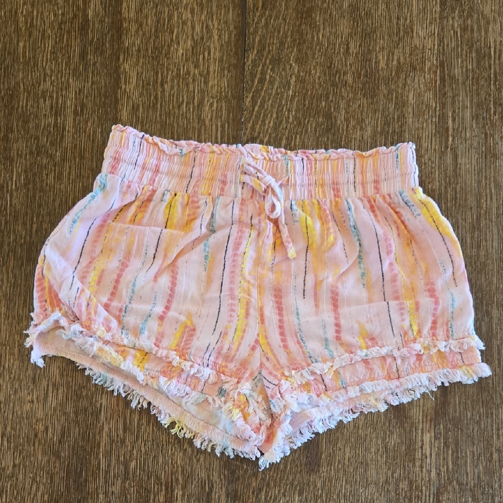 Vintage Havana Fruity Tie Dye Fringe Detail Shorts, Girls Size S